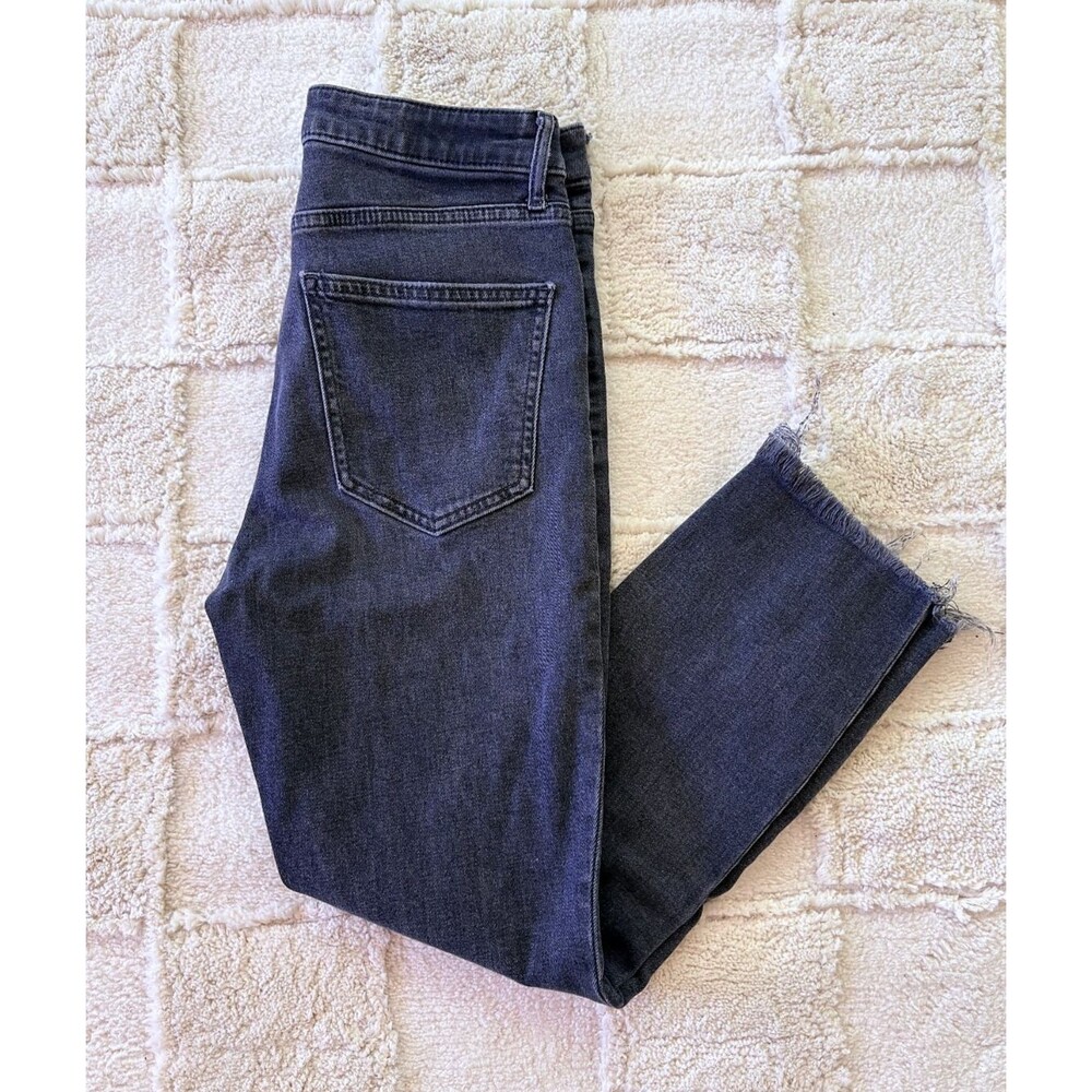 Gap Vintage Slim Sky High Rise Jeans 28/6P Black Raw Hem Faded Wash Ankle EUC